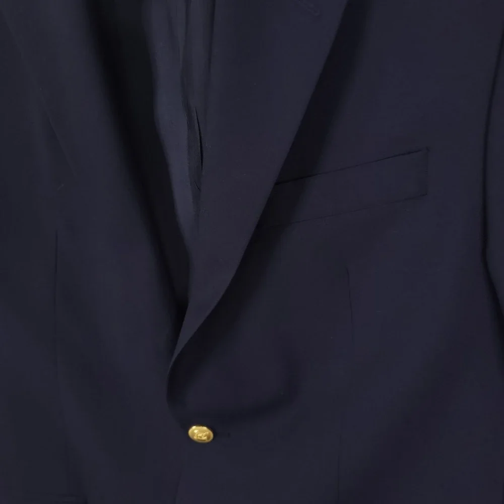 Chaps Ralph Lauren Blazer 100% Wool Gold Button Mens 40 L Sport Coat Jacket Blue